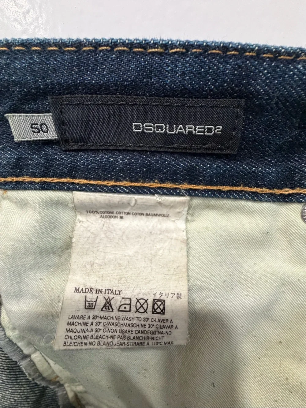 DSQUARED2 Men's Dark Blue Jeans with Orange Trim 34